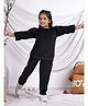 NEUDIS Velvet Knit Full Sleeves Pearls Embellished Top & Pants Set - Black