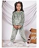 NEUDIS Fleece Knit Full Sleeves Fur Detailed Top & Trousers Set - Green