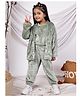 NEUDIS Fleece Knit Fur Detailed Top & Trousers With Full Sleeves Shrug Set - Green