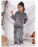 NEUDIS Velvet Knit Full Sleeves Ribbed Winter Jacket & Trouser Set - Grey