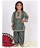 NEUDIS Woven Three Fourth Sleeves Paisley Printed Gota Lace Embellished Kurti & Pant Set - Green