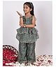 NEUDIS Woven Sleeveless Ikat Printed Kurti & Pant Set - Green