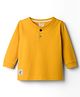 Ollypop Cotton Knit Full Sleeves Solid Color Henley T-Shirt - Mustard