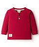 Ollypop Cotton Knit Full Sleeves Solid Color Henley T-Shirt - Burgundy