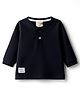 Ollypop Cotton Knit Full Sleeves Solid Color Henley T-Shirt - Navy Blue