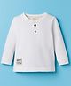 Ollypop Cotton Knit Full Sleeves Solid Color Henley T-Shirt - White