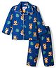 Babyhug Cotton Woven Full Sleeves Co-ords Night Suit With Animal Print - Navy Blue