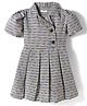 melon Tweed Woven Half Sleeves Winter Frock With Textured Design - Black & Grey