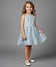 melon Sequin Woven Sleeveless Frock With Textured Design - Light Blue