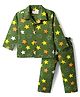 Babyhug Cotton Woven Full Sleeves Co-ords Night Suit With Star Print - Green