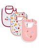 My Milestones 100% Cotton Bibs Fruit Punch Prints For Baby Girls Pack of 3, Soft & Absorbent - White & Peach