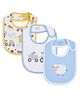 My Milestones 100% Cotton Bibs Barnyard Prints for Baby Boys Pack of 3, Soft & Absorbent - White & Blue