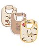 My Milestones 100% Cotton Bibs Racing Car Prints for Baby Boys Pack of 3, Soft & Absorbent - Ecru & Fawn