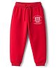 Pine Kids Knit Full Length Lounge Pant With Champion Text Print - Red