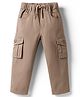 JASH KIDS Twill Woven Full Length Solid Trouser Pant With Cargo Pocket - Khaki