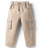 JASH KIDS Twill Woven Full Length Solid Trouser Pant With Cargo Pocket - Beige