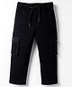 JASH KIDS Twill Woven Full Length Solid Trouser Pant With Cargo Pocket - Black