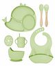 Kids Station 8 Piece BPA Free Silicone Baby Feeding Set Whale Design Includes Plate Bowl Spoon Fork Cup and More Safe Durable Easy to Clean Green
