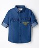 JASH KIDS Denim Woven Full Sleeves Shirts With Text Embriodery - Navy Blue