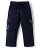 JASH KIDS Twill Woven Full Length Trouser Pant With Text Print - Navy Blue