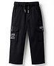 JASH KIDS Twill Woven Full Length Trouser Pant With Text Print - Black