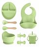 Kids Station 8 Piece BPA Free Silicone Baby Feeding Set Normal Design Includes Plate Bowl Spoon Fork Cup and More Safe Durable Easy to Clean Light Green