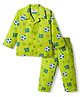 Babyhug Cotton Woven Full Sleeves Co-ords Night Suit With  Football Print - Green