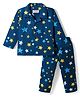 Babyhug Cotton Woven Full Sleeves Co-ord Night Suit With Star Print - Navy Blue