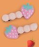 Yellow Bee Strawberry Applique Detailed Alligator Clips - Pink