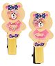 Yellow Bee Teddy Bear Applique Detailed Alligator Clips - Yellow