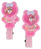 Yellow Bee Teddy Bear Applique Detailed Alligator Clips - Pink