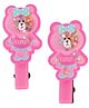 Yellow Bee Teddy Bear Applique Detailed Alligator Clips - Pink