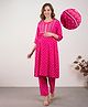 Bella Mama Woven Three Fourth Sleeves With Embroidered Yoke Maternity Suit Set - Pink