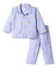Babyhug Cotton Woven Full Sleeves Co-ords Night Suit With Animal Print - Blue