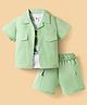 ToffyHouse Cotton Knit Half Sleeves Bear Printed T- Shirt & Shorts Set With Shirt - Light Green