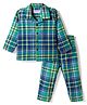 Babyhug Cotton Woven Full Sleeves Co-ords Night Suit With Checks  - Blue