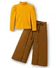 OLLINGTON ST. Cotton Lycra Rib Full Sleeves  Full Sleeves Top & Cotton Twill Pant - Yellow & Brown