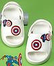 Yellow Bee Marvel Featuring Captain America Applique Detailed Perforated Sling Back Clogs - White