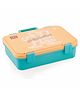 ATTRO Fun Bite Stainless Steel 3 Compartment Bento Lunch Box with Spoon & Fork Blue Yellow - 850 ml