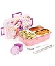 ATTRO Bestie Kids Lunch Box Unicorn Printed with 3 Stainless Steel Compartments & Small Container - Pink
