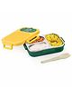 ATTRO Brike Mate 3 Compartment Stainless Steel Kids Lunch Box  with Spoon Yellow Green - 600 ml