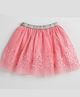 KIDSDEW Net Woven Sequins Embellished & Thread Work Embroidered Skirt - Pink