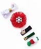 SKD Christmas Theme Reindeer & Snowflake Applique Detailed Alligator Hair Accessories Combo Set - Red White & Green