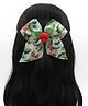 SKD Christmas Theme Holly Designed Bow Applique Detailed Alligator Hair Clip - Green