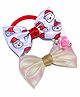 SKD-Christmas Theme Set Of 2 Bow Applique Detailed & Santa Claus Designed Headbands - White & Golden