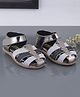 Jazzy Juniors Shimmer Detailed Velcro Closure Sandals - Gunmetal