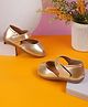Jazzy Juniors Glossy Finished Velcro Closure Sandals - Gold