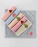 Simply Terry Knit Hand & Face Towels With Fruit Embroidery Pack Of 6  L 25 x B 25 cm- Grey Yellow & Pink