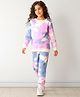 Anthrilo Fleece Knit Full Sleeves Tie Dye Winter Sweatshirt & Coordinating Joggers Set - White