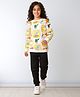 Anthrilo Fleece Knit Full Sleeves Crocodile Printed Winter Sweatshirt & Joggers Set - Off White & Black